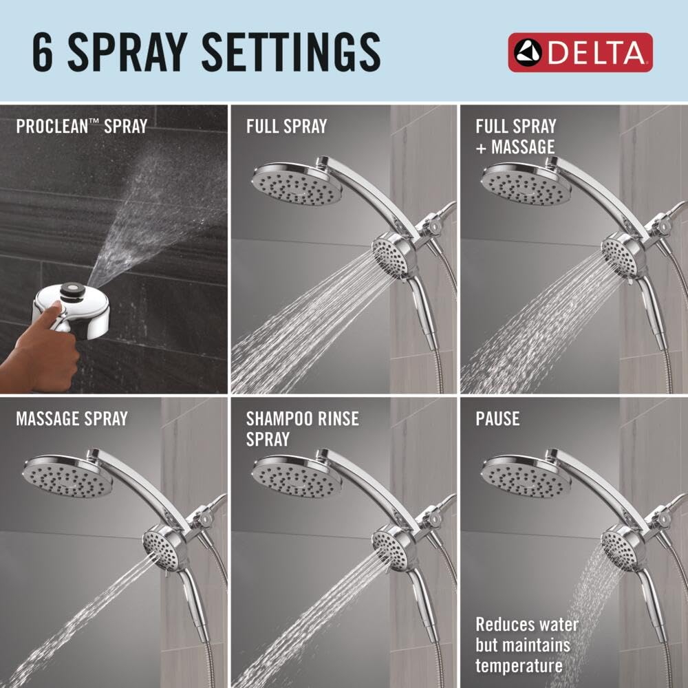 s♡m Delta 6-Setting PivotPro 3-in-1 Combination Shower Head with