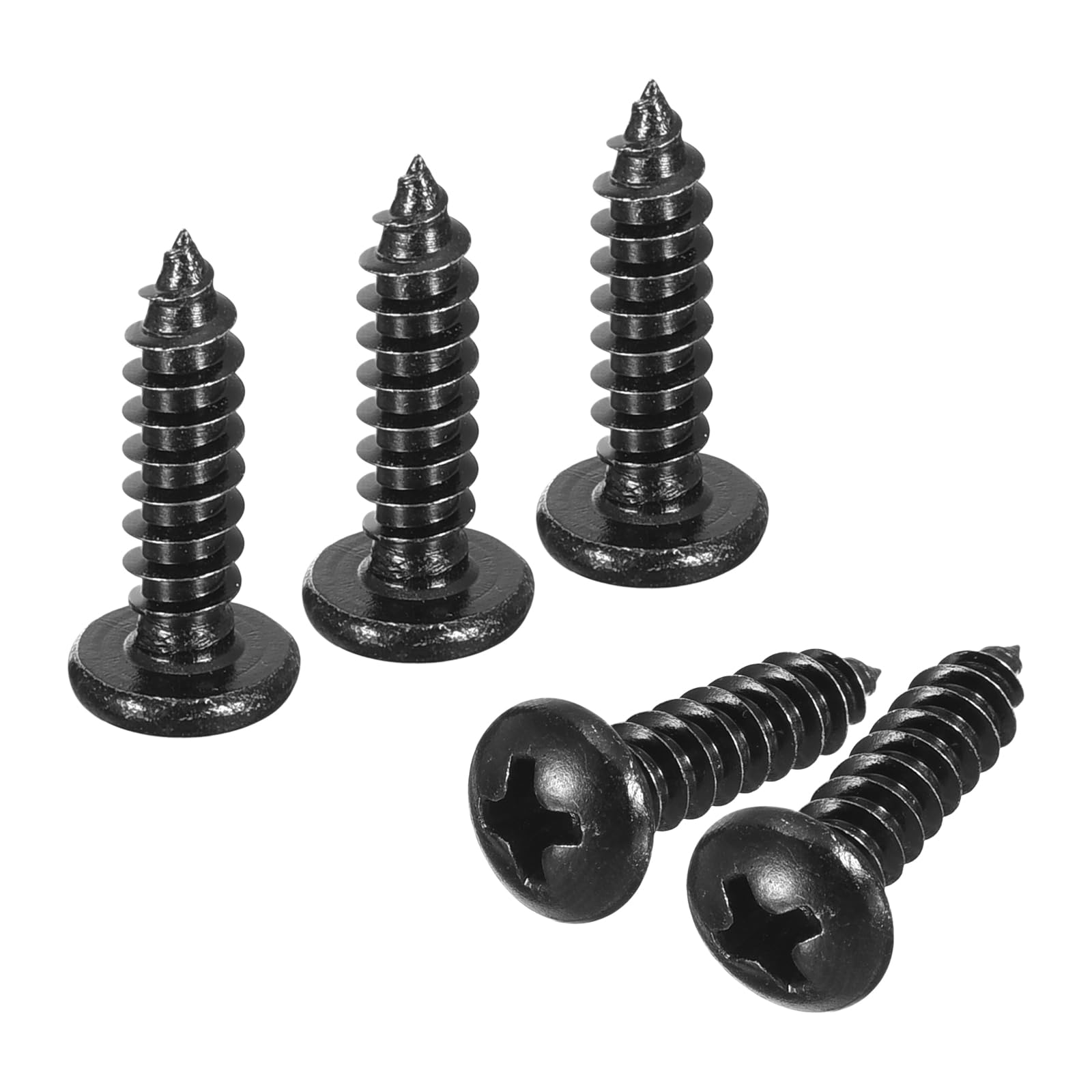 100 Viti Autofilettanti 4x16mm Testa Tonda - Acciaio Inox 304 Nero
