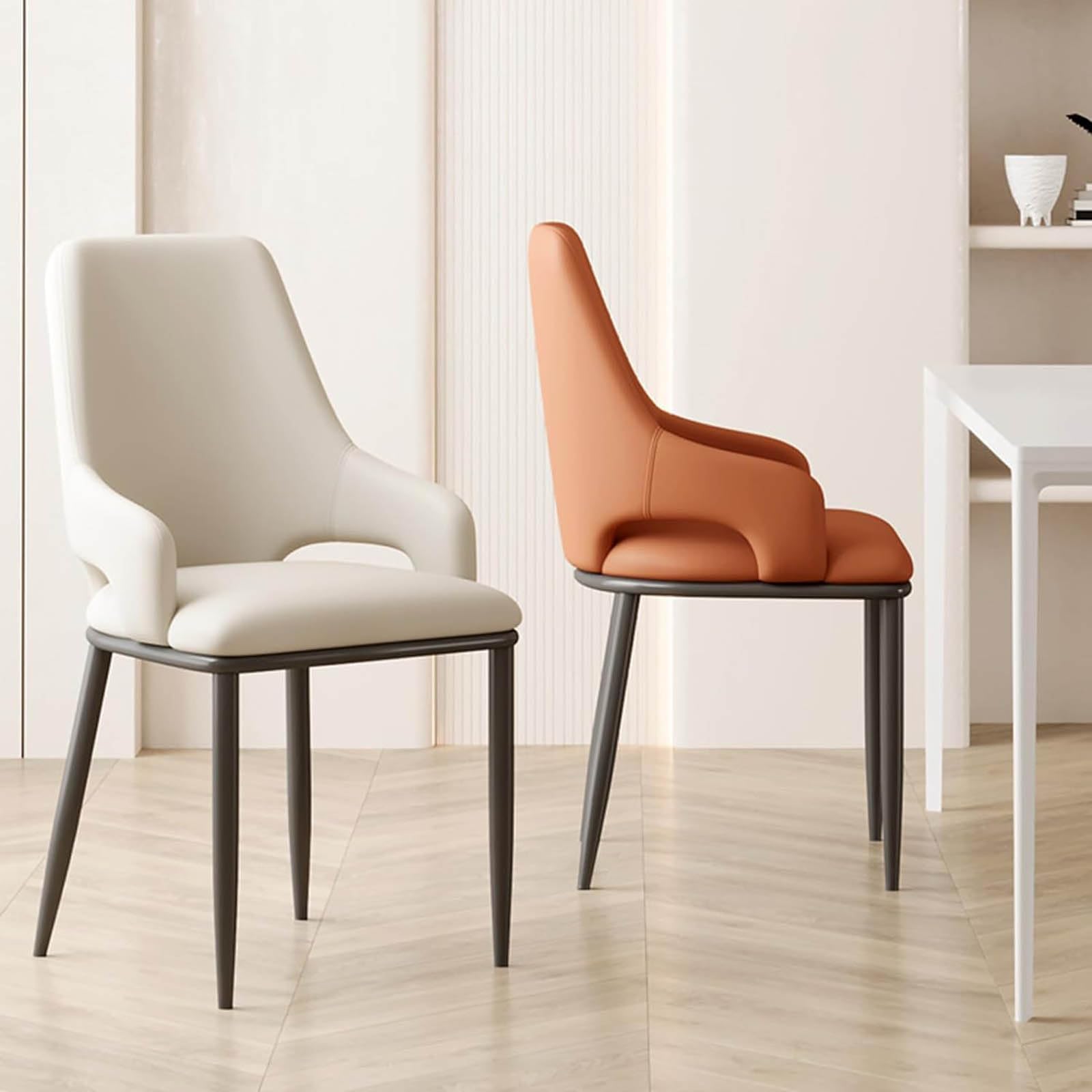 Amazon.co.jp: Leomix 布張りダイニングチェア 2脚セット フェイク