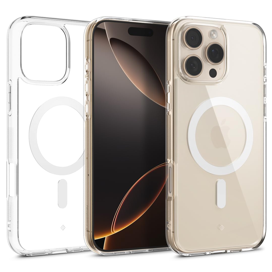 Caseology Capella Mag for iPhone 16 Pro Case [Ultra Clear] Magnetic Military Grade Drop Protection Side Grip Patterns Case Cover for iPhone 16 Pro - Clear White