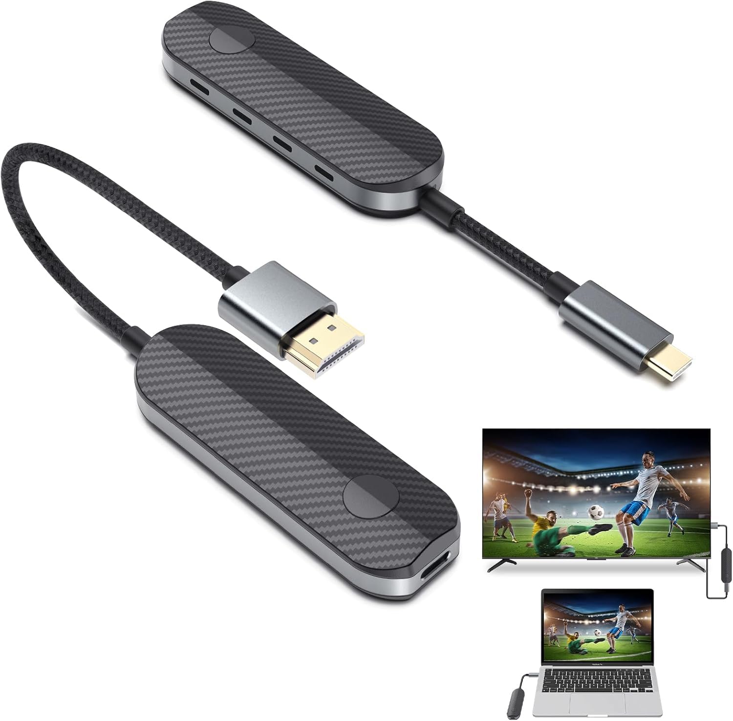 Transmetteur et récepteur HDMI sans fil - Adaptateur d'affichage HD pour téléphone portable, tablette, ordinateur portable à moniteur, projecteur, téléviseur