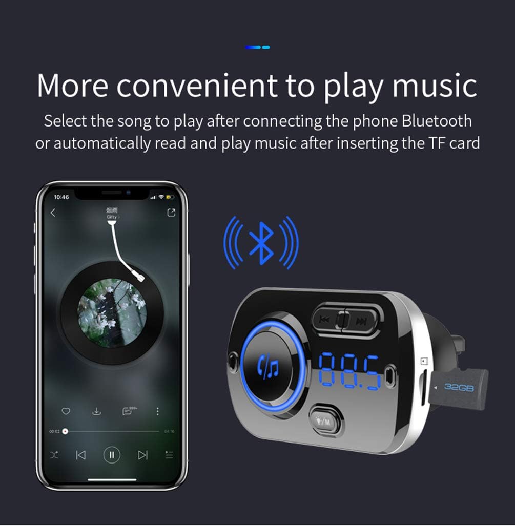Bluetooth FM Transmitter for Car, Wireless Radio Adapter Car Music Player Car Receiver with Bluetooth FM Frequency Support Hands Free Call ,Car Charger Dual USB Port,TF Card/ AUX : Electronics
