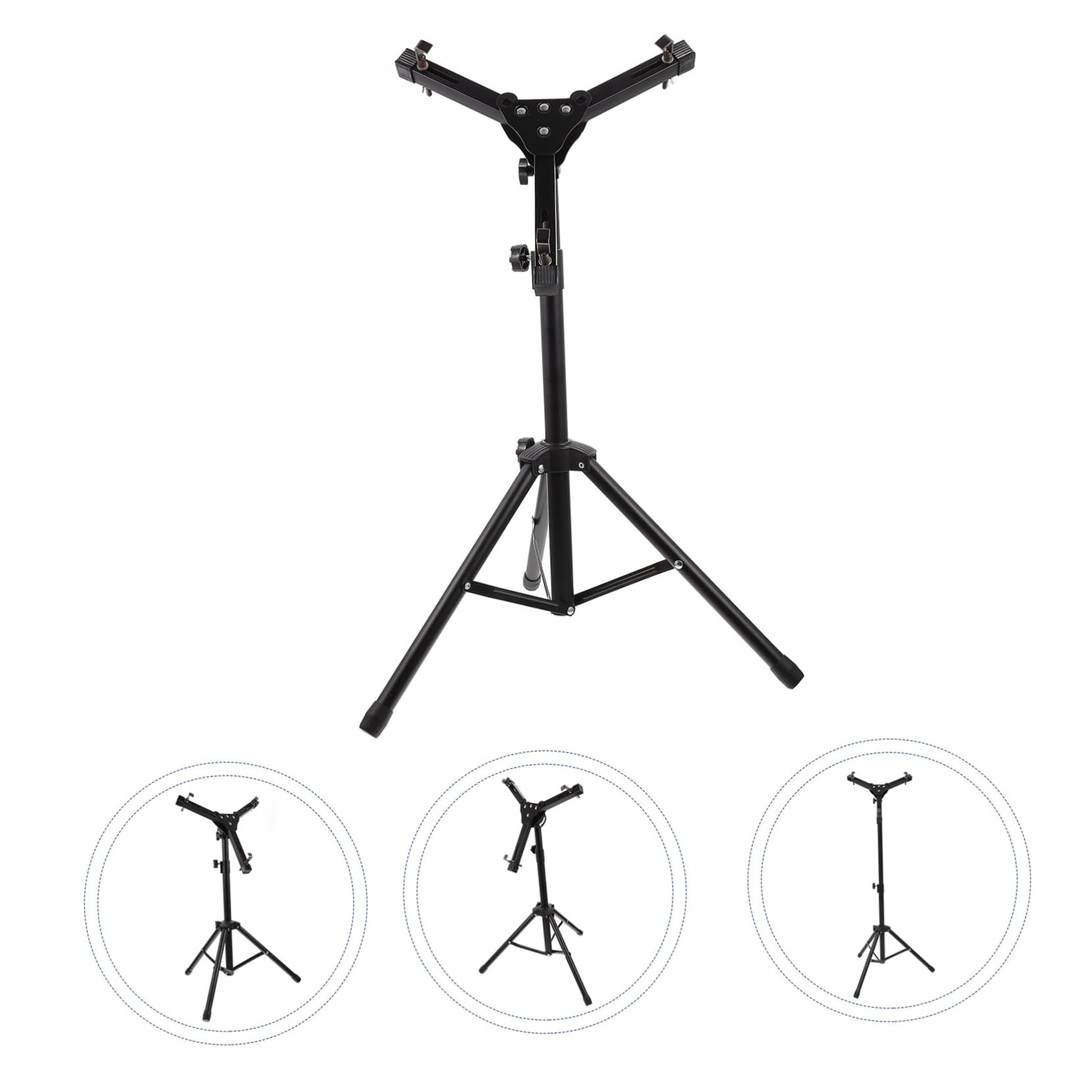 Mikinona Juego de Rack de Batería Plegable de Aleación Negra Soporte Ajustable y Tecnología de Remaches para Práctica Profesional en Interiores