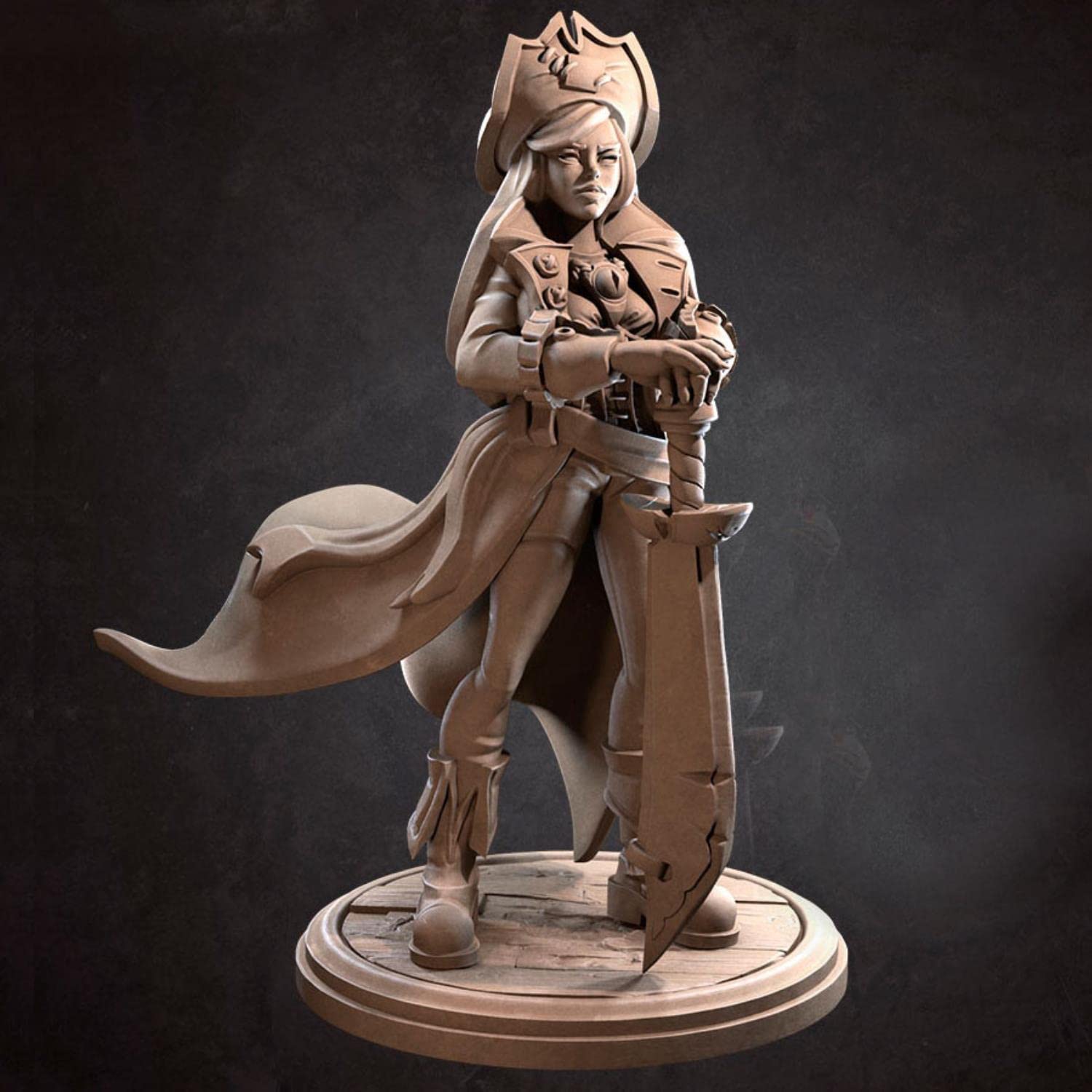 Figure Résine Femme Pirate Capitaine 75mm 56mm miniature haute précision à peindre