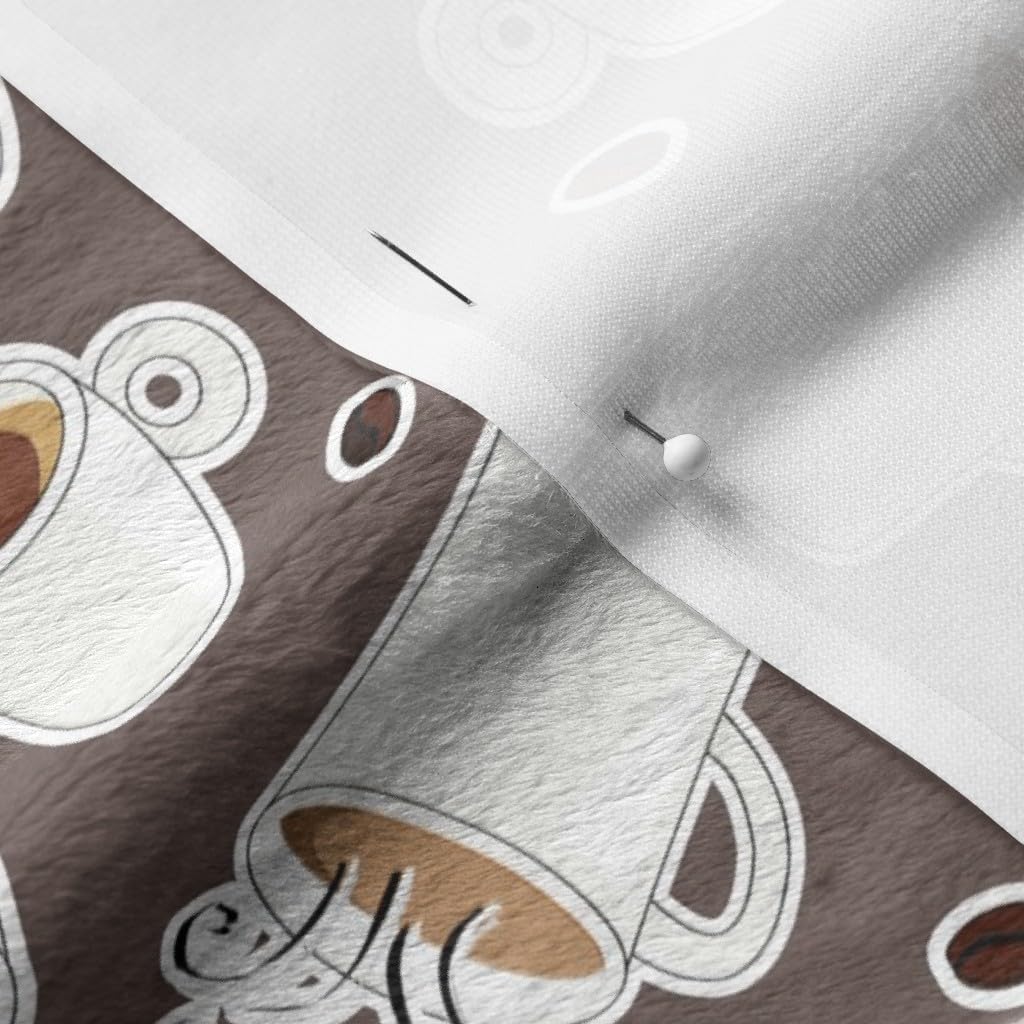 Spoonflower Fabric - Coffee Lover Brown Gray Cute Love Latte Espresso Printed on Minky Fabric by The Yard - Sewing Baby Blankets Quilt Backing Plush