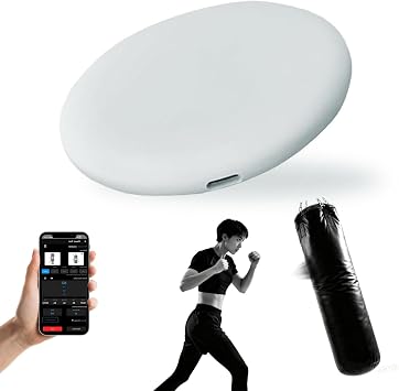Smart Punch Tracker for Boxing Bag - Real-Time Force, Speed & Power Monitor on App, 200H Runtime & Voice Feedback, Portable Punching Bag Sensor for Home/Gym Use Water Bag Not Supported White