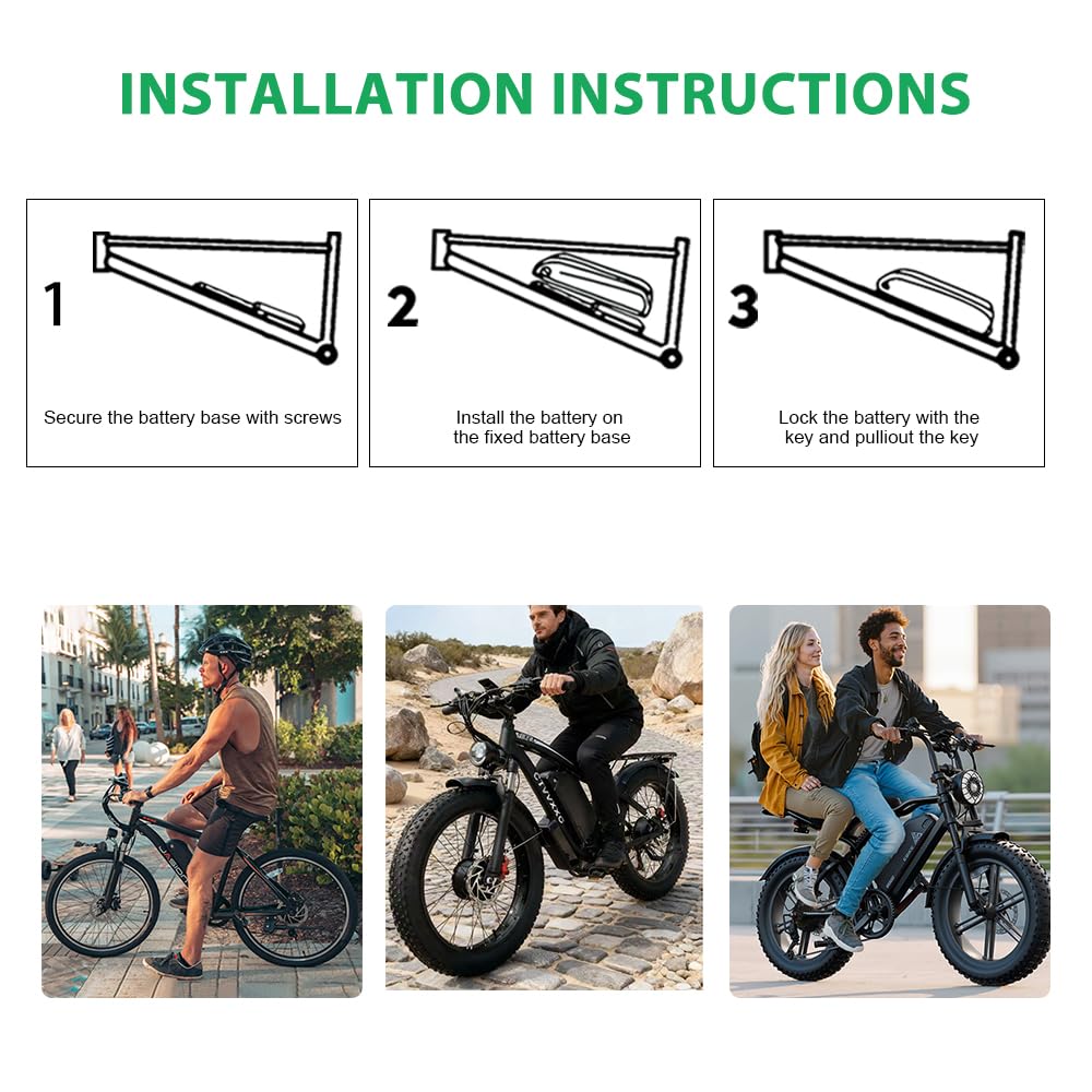 Batterie per biciclette elettriche da 36 V e 48 V da 20 Ah, 25 Ah Batterie per biciclette elettriche da 52 V adatte per le batterie di ricambio delle biciclette elettriche Ouxi V8 Q20 (36V15.6Ah)