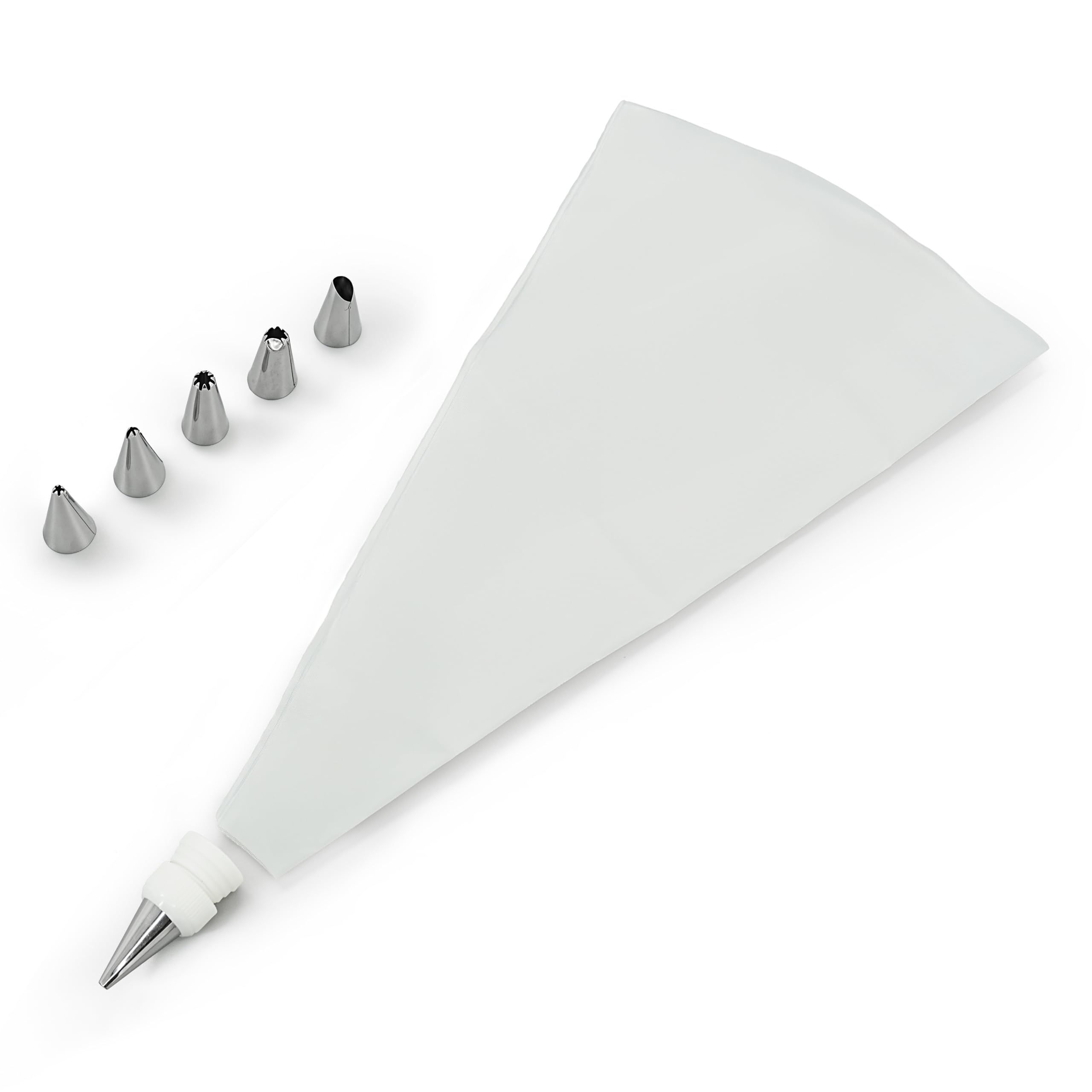 Zenker Icing Bag Set with 6 Stainless Steel Nozzles and Plastic Connector