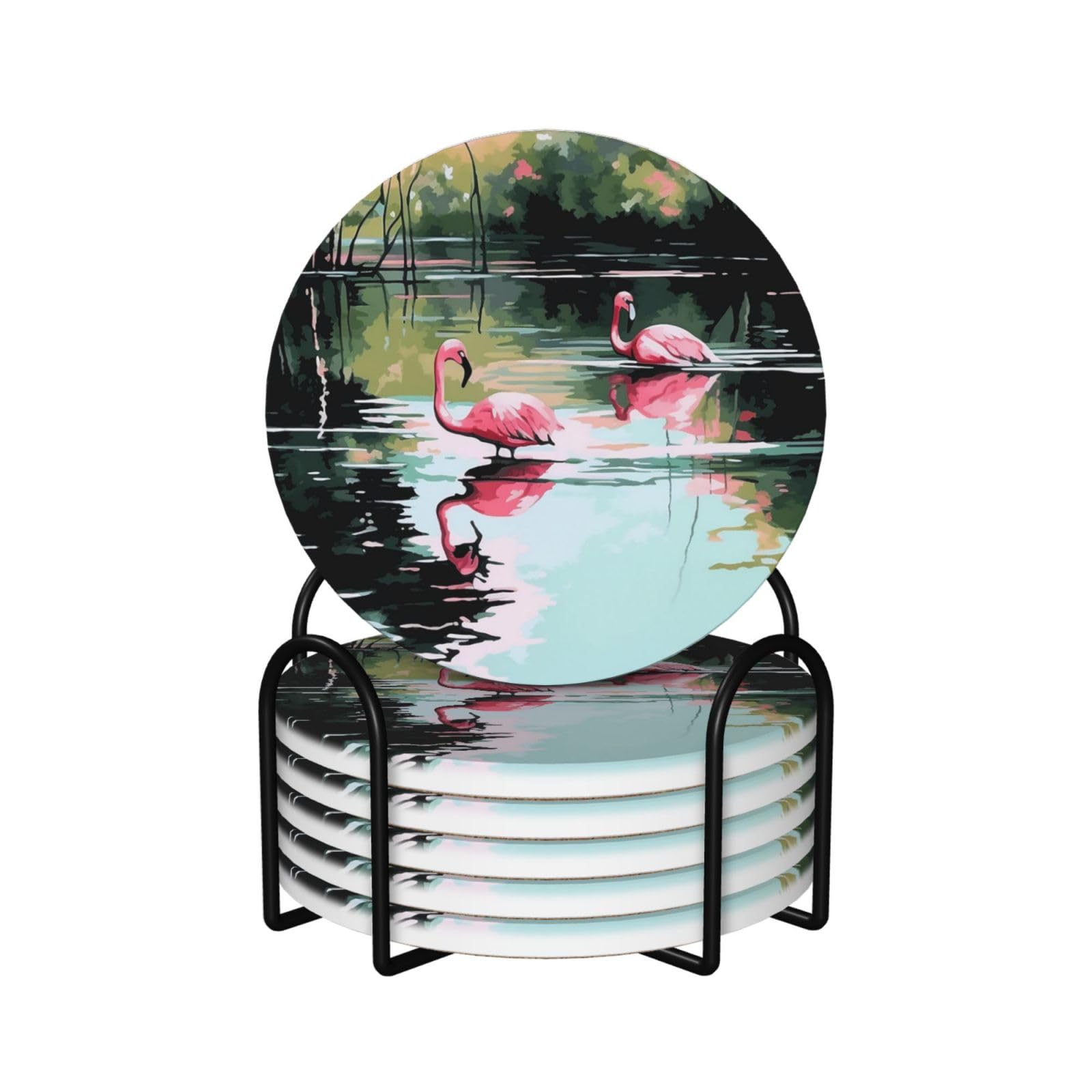 Dessous de verre en céramique absorbante rose ombré avec support pour table