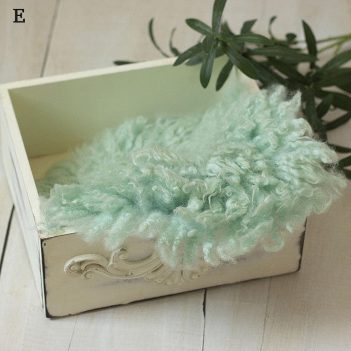 CTLH20Wool Blanket Newborn Baby Photography Backdrop Soft Australasian Wool Mat Basket Filler Photo Props Hand Made-E