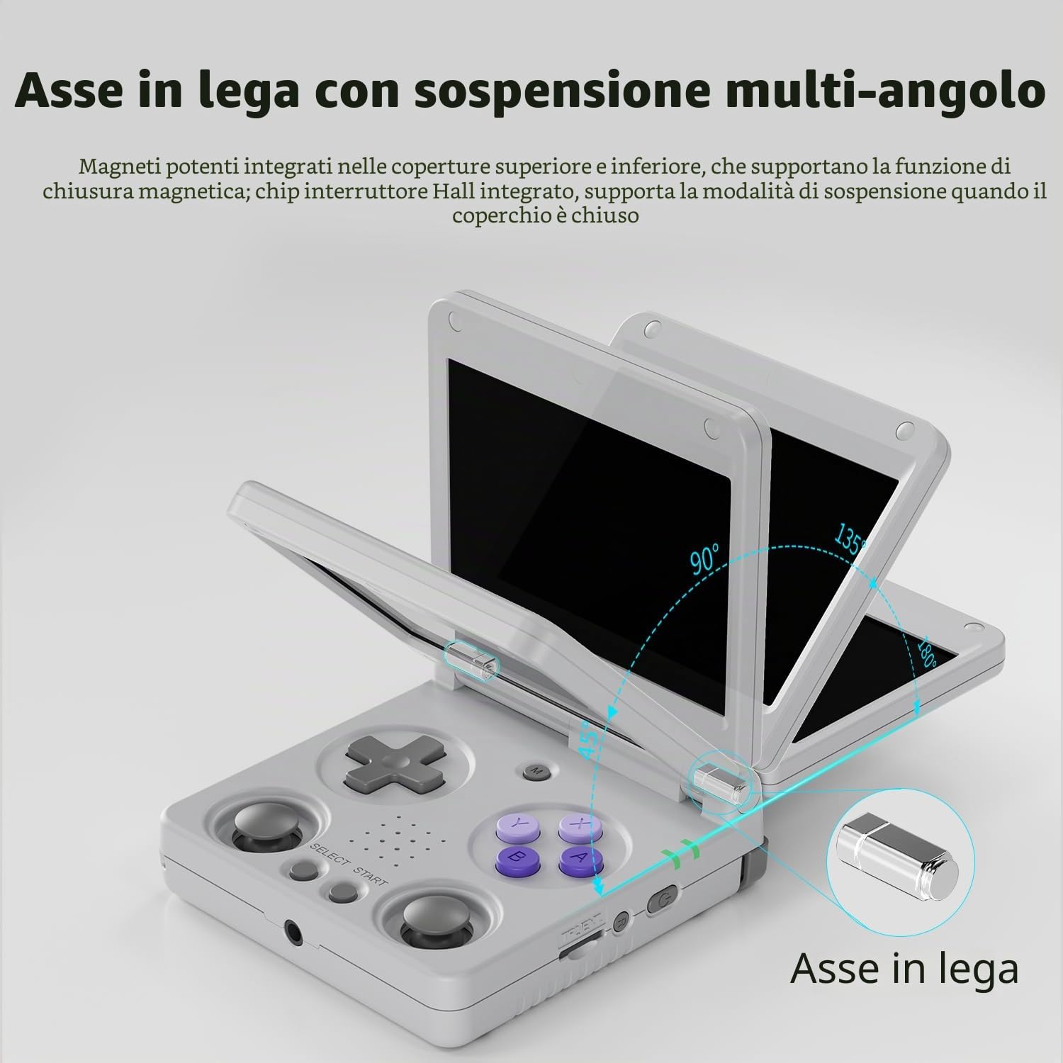 RG34XXSP - Console da Gioco Portatile Retro RG34XX SP con 64G Precaricato 5000+ Giochi, Batteria da 3300 mAh, Arcade Portatile Supporta 30+ Simulatori 5G WiFi Bluetooth HD Grigio