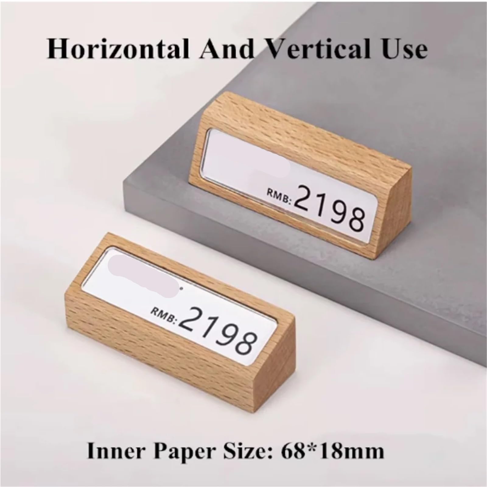 Lot de 6 mini supports d'étiquettes de prix en bois pour affichage et organisation pour magasin de détail (bois de sapelli)
