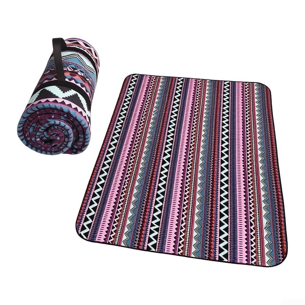 Manta de picnic grande de 200 x 200 cm, impermeable y resistente a la arena, tapete portátil para exteriores con correa para el hombro para playa, camping, parque, multicolor (morado)