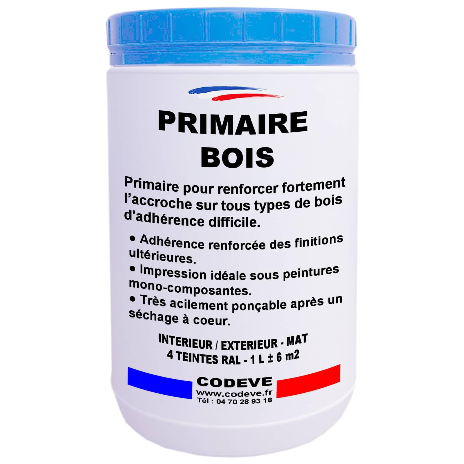Primaire Bois - Codeve Bois/RAL 9010 - Blanc pur - 5L - Intérieur/extérieur - Pour Renforcer L'adhérence Sur Votre Bois Avant Une Finition.