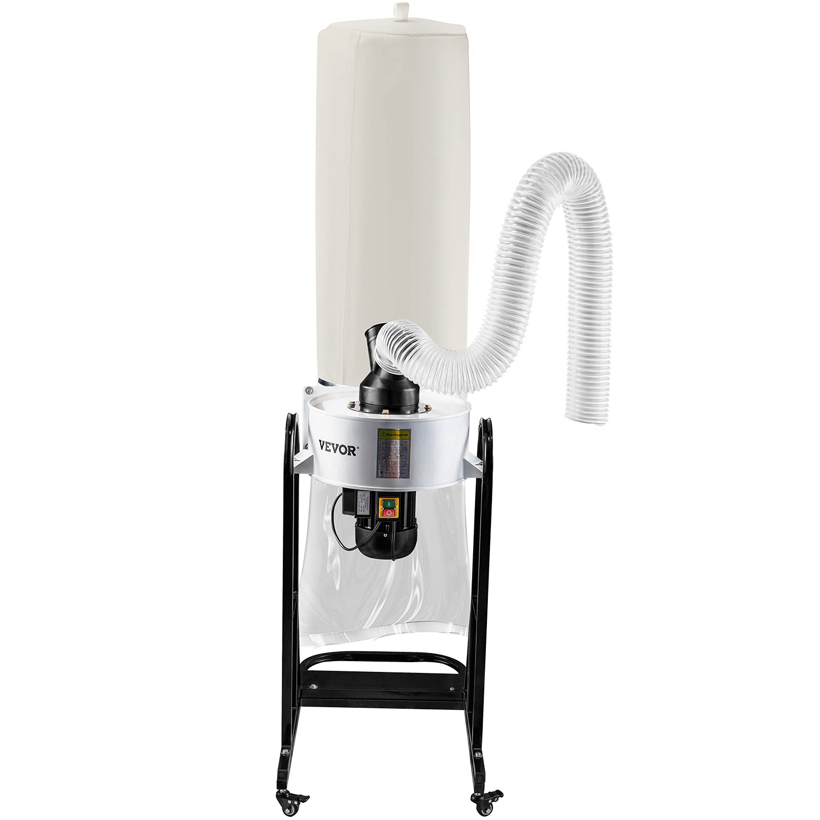 VEVOR 1.5 HP Dust Collector, 647 CFM Portable Vortex Dust Collector, Woodworking Dust Collector with 13.2-Gallon Collection Bag and Mobile Base, 220V Dust Collection System 25-Micron Canister Kit