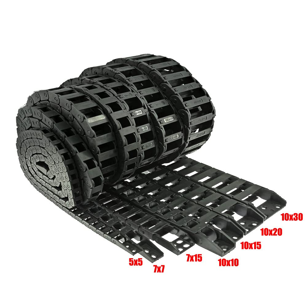 Mini łańcuch holowniczy, wymiary wewnętrzne 10 x 30 mm, długość serii 1000 mm, wzmocnione nylonowe złącze końcowe, nadaje się do drukarek 3D i CNC (R18, 10 x 30)