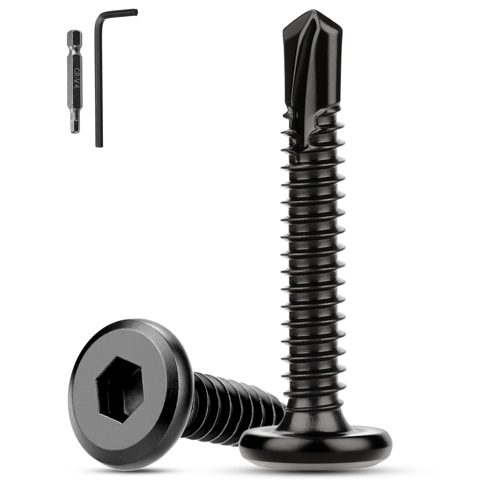XRXYMQ 60 Pcs Self Tapping Screws Metal M5.5 x 45 mm Self Drilling Screws Flat Head Stainless Steel Screw Black Stainless Steel Tapping Screw For Aluminum Plastics Wood