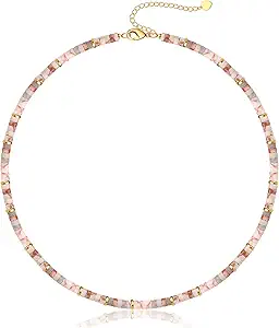 Choker Necklace for Women, Beaded Necklaces for Women Stocking Stuffers for Teens Teen Girl Gifts Gifts for Her Adjustable 14k Gold Gemstone Summer Anniversary Birthday Christmas Jewelry