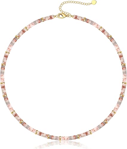 Choker Necklace for Women, Beaded Necklaces for Women Stocking Stuffers for Teens Teen Girl Gifts Gifts for Her Adjustable 14k Gold Gemstone Summer Anniversary Birthday Christmas Jewelry