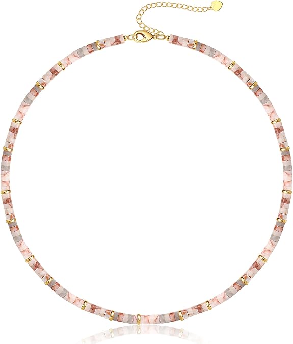 Choker Necklace for Women, Beaded Necklaces for Women Stocking Stuffers for Teens Teen Girl Gifts Gifts for Her Adjustable 14k Gold Gemstone Summer Anniversary Birthday Christmas Jewelry