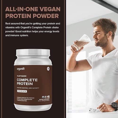 Miniatura 3 de Organifi Sabor completo de chocolate proteico - Proteína vegana orgánica a base de plantas - Suministro de 30 días - Apoya el control de antojos y