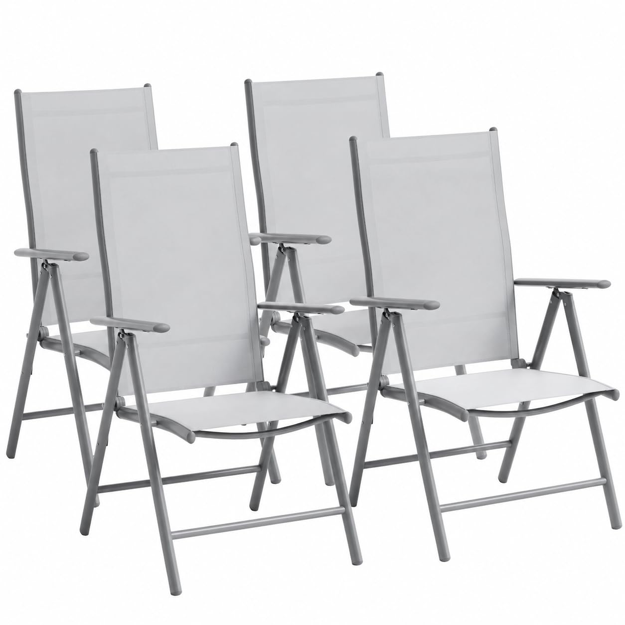 Aluminum Folding Garden Chairs Set of 4 with 8-Position Adjustable Backrest