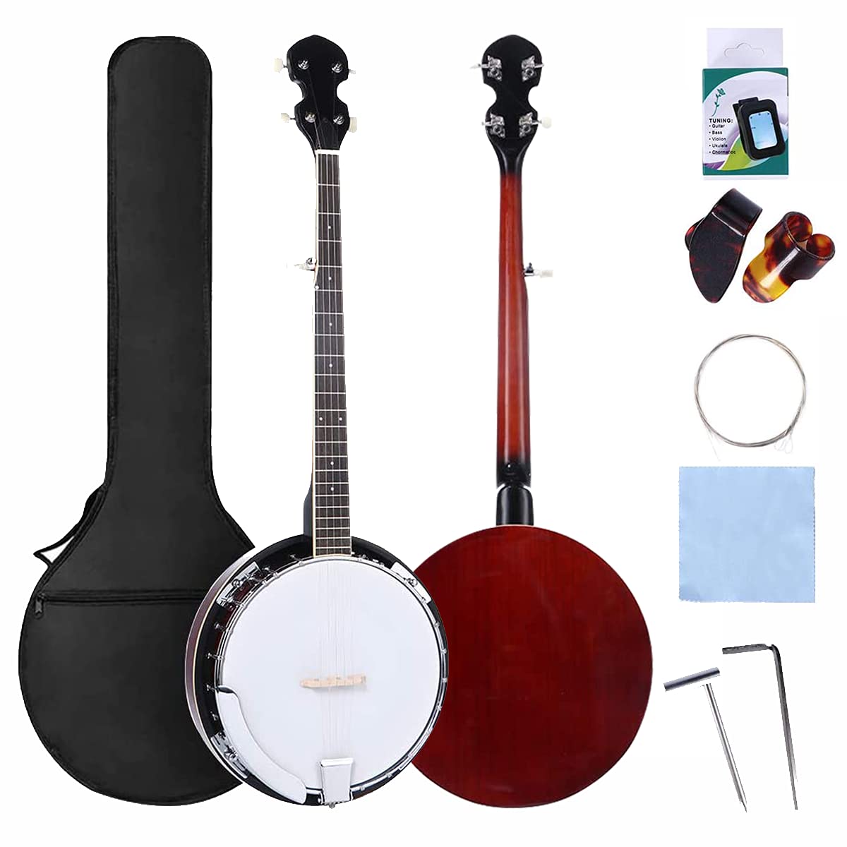 Buy Banjo 5 String, MIRIO 41Inch Full Size Banjo Beginner Kit, Remo