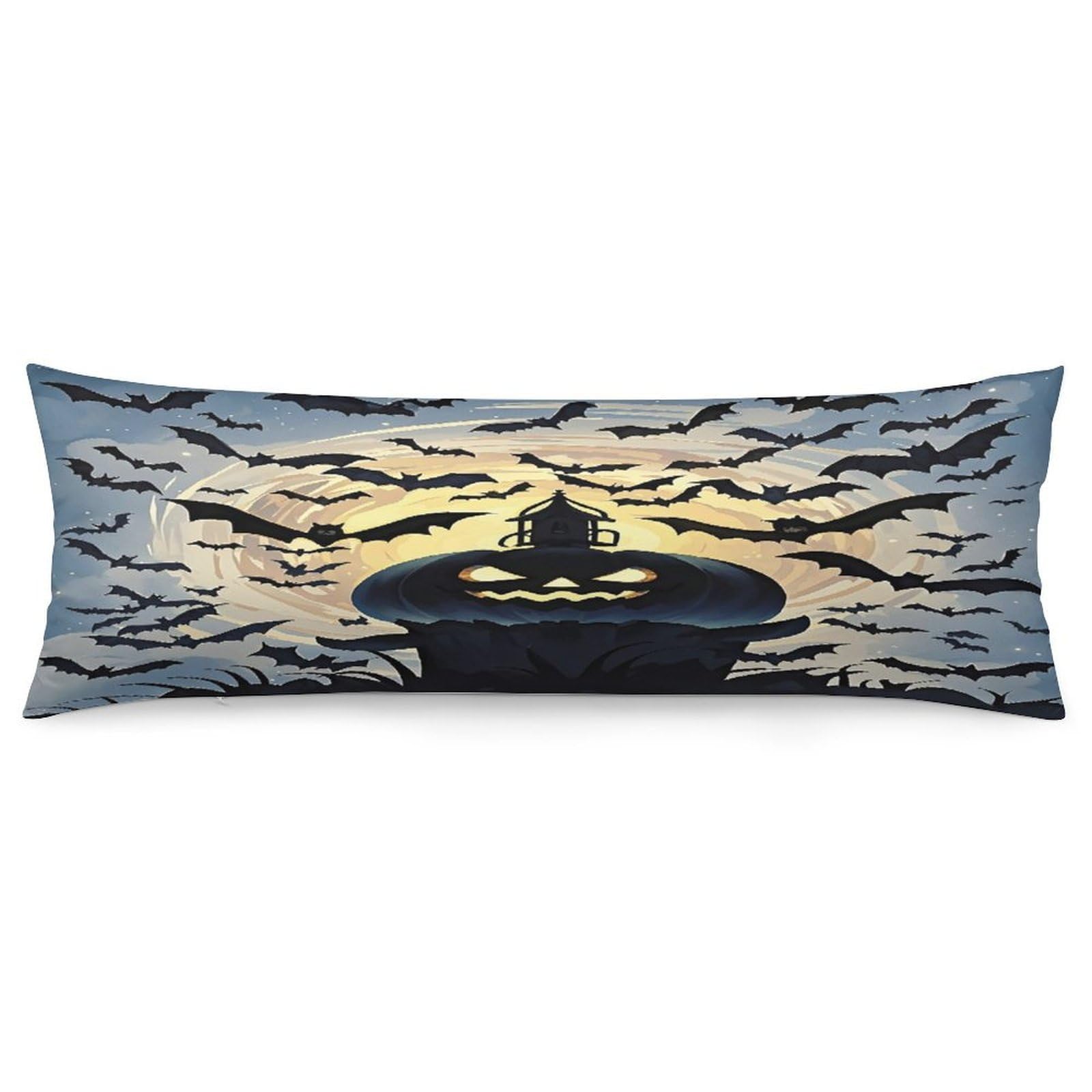 Halloween Flying Bats Pillowcase Decorative Long Body Pillow Case Soft Breathable Body Pillow Cover Modern Large Pillowcase Cute Body Pillow Pillowcases for Bedroom Couch 18.9 X 53 Inch