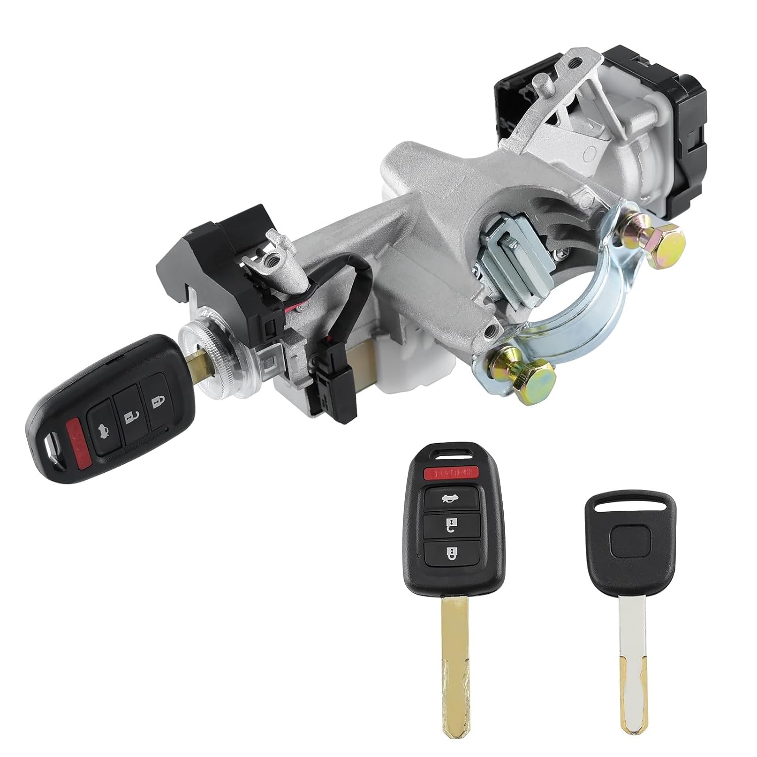 Compatible with Honda HRV HR-V 2016 2017 2018 2019 2020 2021 2022 Ignition Lock Cylinder Assembly (NO TRANSCEIVER) with Two Keys Shells (NO Electronics, ONLY Key Shells) and One Transponder Chip Key