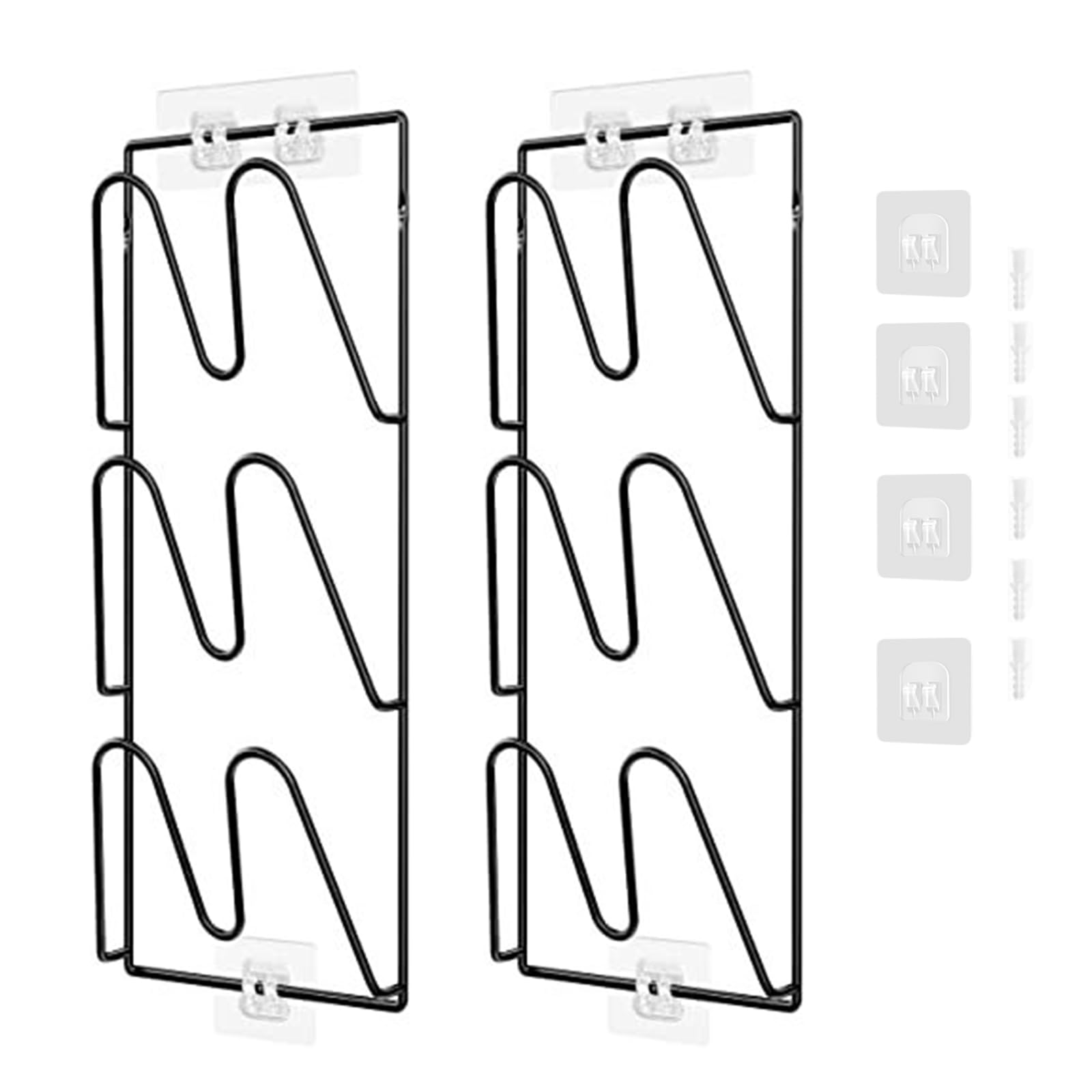 Aisny Topfdeckelhalter, Selbstklebender Topf- und Pfannendeckelhalter 3 Schlitzen, 2 Stück Topfdeckel-Organizer Deckelhalter aus Metall für Schranktür Wand