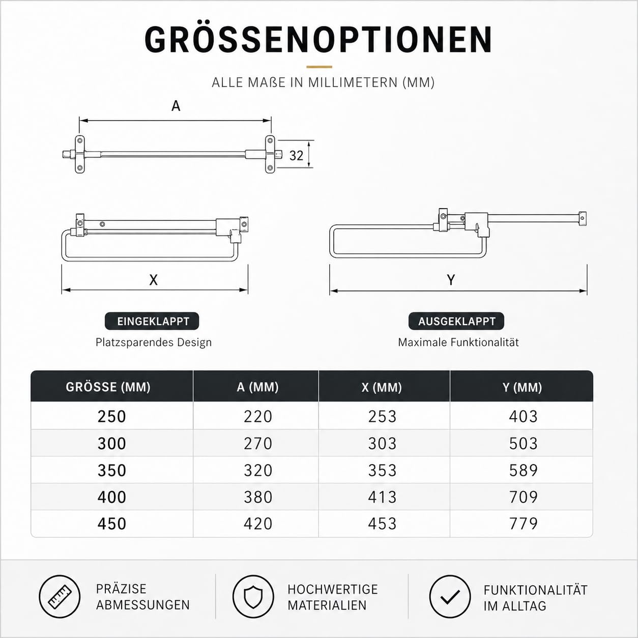 Ausziehbare Kleiderstange - Kleiderbügelhalter Ausziehbar aus Metall - Schrankstange Verstellbar für Platzersparnis und bessere Zugänglichkeit