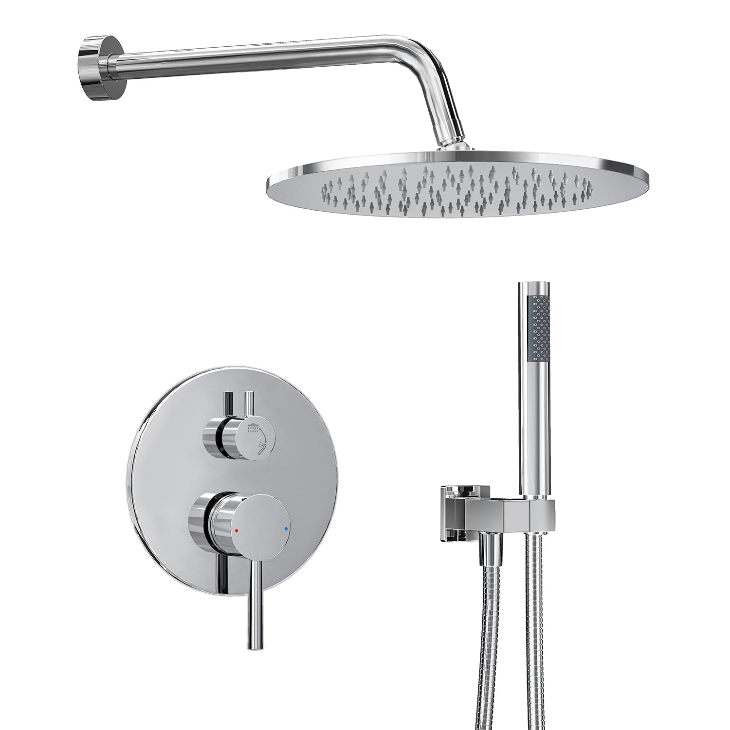 Gabrylly Shower System, 10" Wall Mounted Shower Faucet Set, Chrome