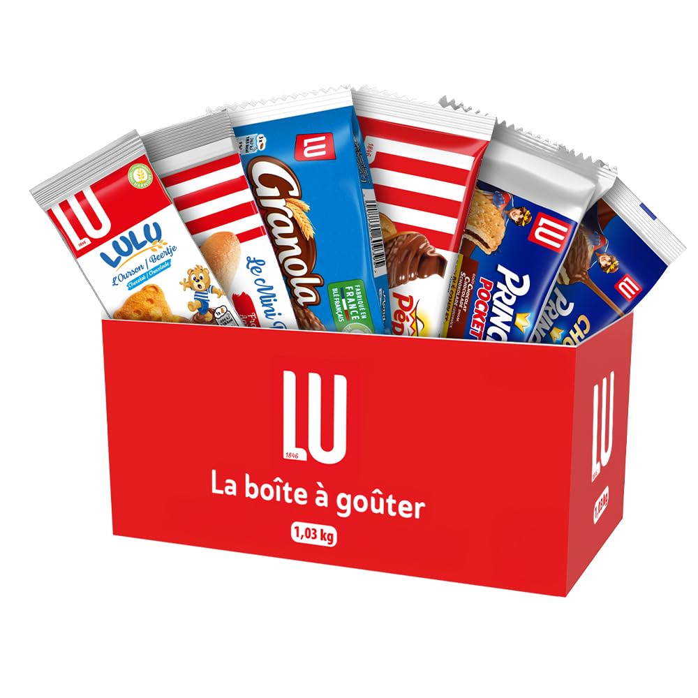 LU - La Boîte à Goûter - Assortiment Biscuits LU : Prince, Prince Enrobé, Pépito, Granola, Mini-Roulé, Lulu L'Ourson Chocolat - Idéal Petit Déjeuner & Snack - 1,03 kg