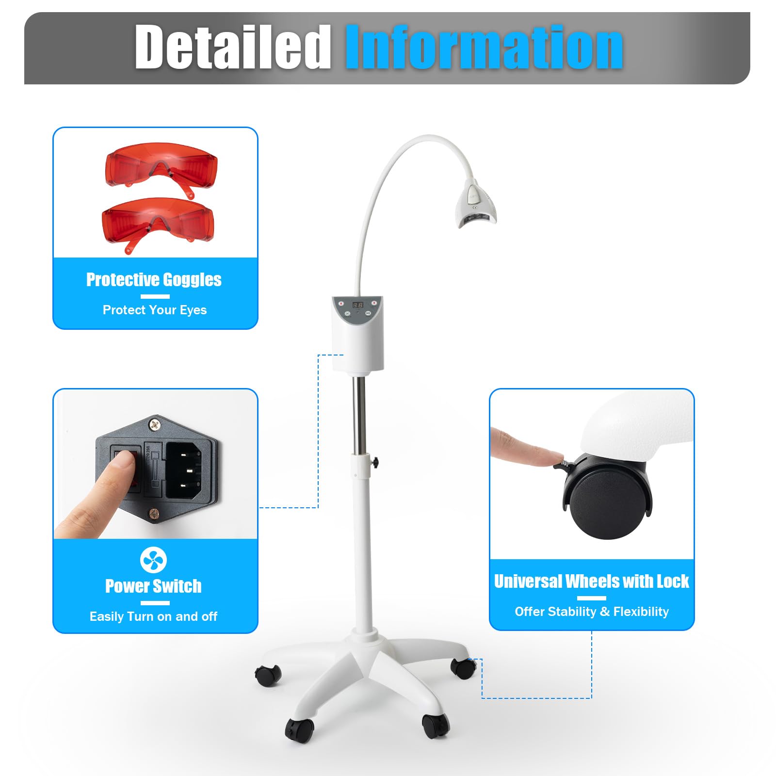 Dental Zahnaufhellung Licht LED Dental Zahnaufhellung Zahnweiß Lampe Zähne aufweißen Accelerator mit Touchscreen Winkel Digital Indicator Gerät Mobile Zähne Accelera Stand
