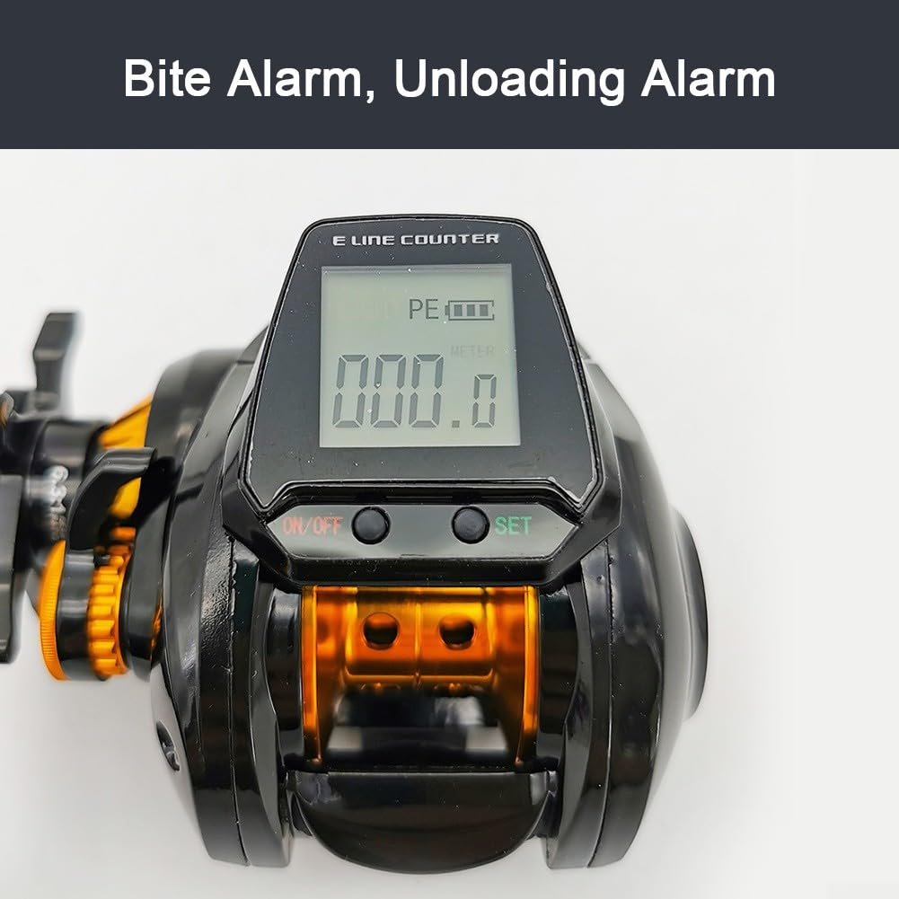 6.3: 1 Carrete de pesca digital Baitcasting con contador de línea preciso Pantalla grande