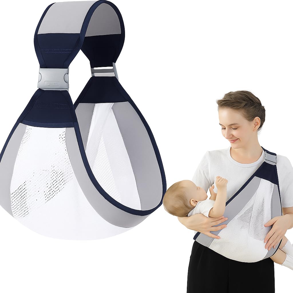 BANSHIK Ergonomic Baby Sling Carrier – 3D Mesh Cotton Fabric One-Shoulder Baby Wrap for Newborn to Toddler Travel (0–36 Months)-image-10