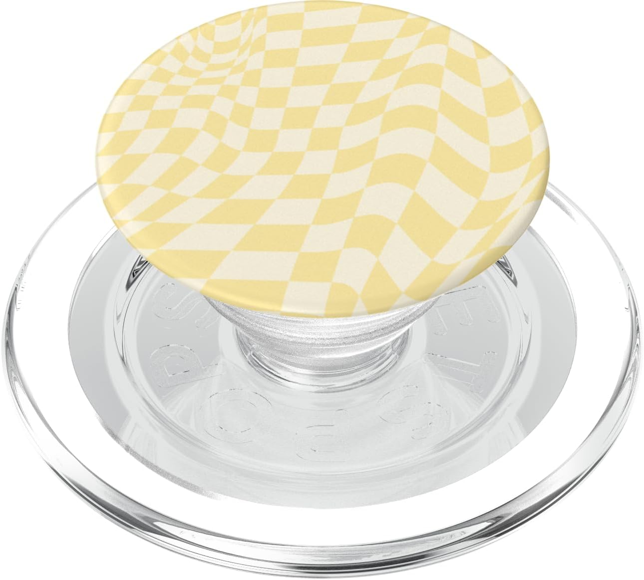 Retro Butter Yellow Checkered Pattern Wavy Checkerboard PopSockets PopGrip for MagSafe
