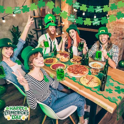 Image of OHOME St Patricks Day Decorations - 40 Pack Shamrock Clover Banner - Shamrock Decorations Garland Irish St Patty's Day Accessories Party Favors for Home Door Birthday | St. Patrick's Day Decor