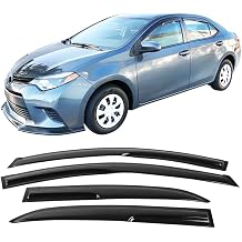 IKON MOTORSPORTS Window Visor, Compatible with 2014-2019 Toyota Corolla, Smoke Tinted & Semi-Transparent Acrylic Sun Rain Shade Guard Wind Vent Air Deflector