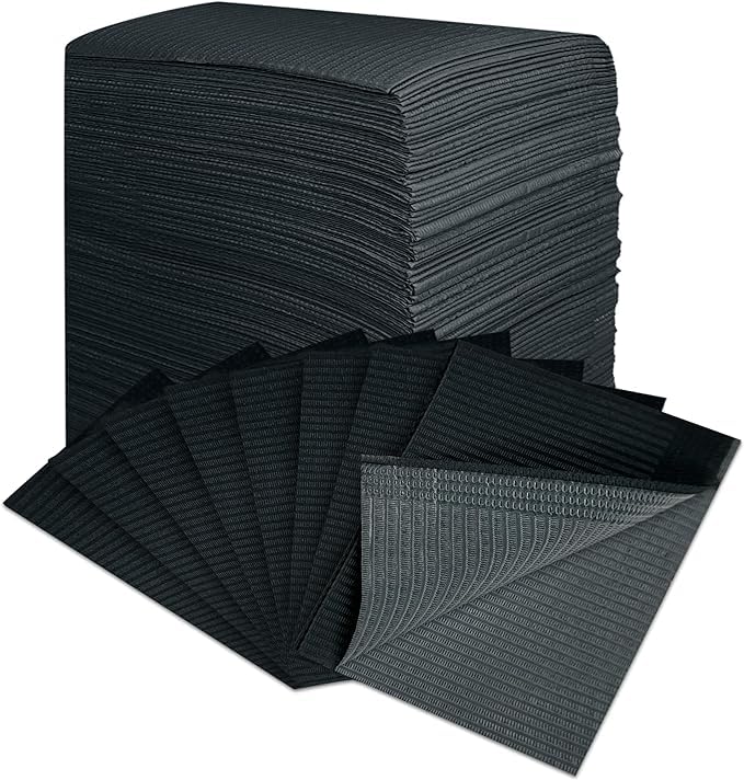 MUNTRADE Baberos Desechables para Tatuajes 45x33 cm | Campos de Trabajo (250 unidades, Negro)