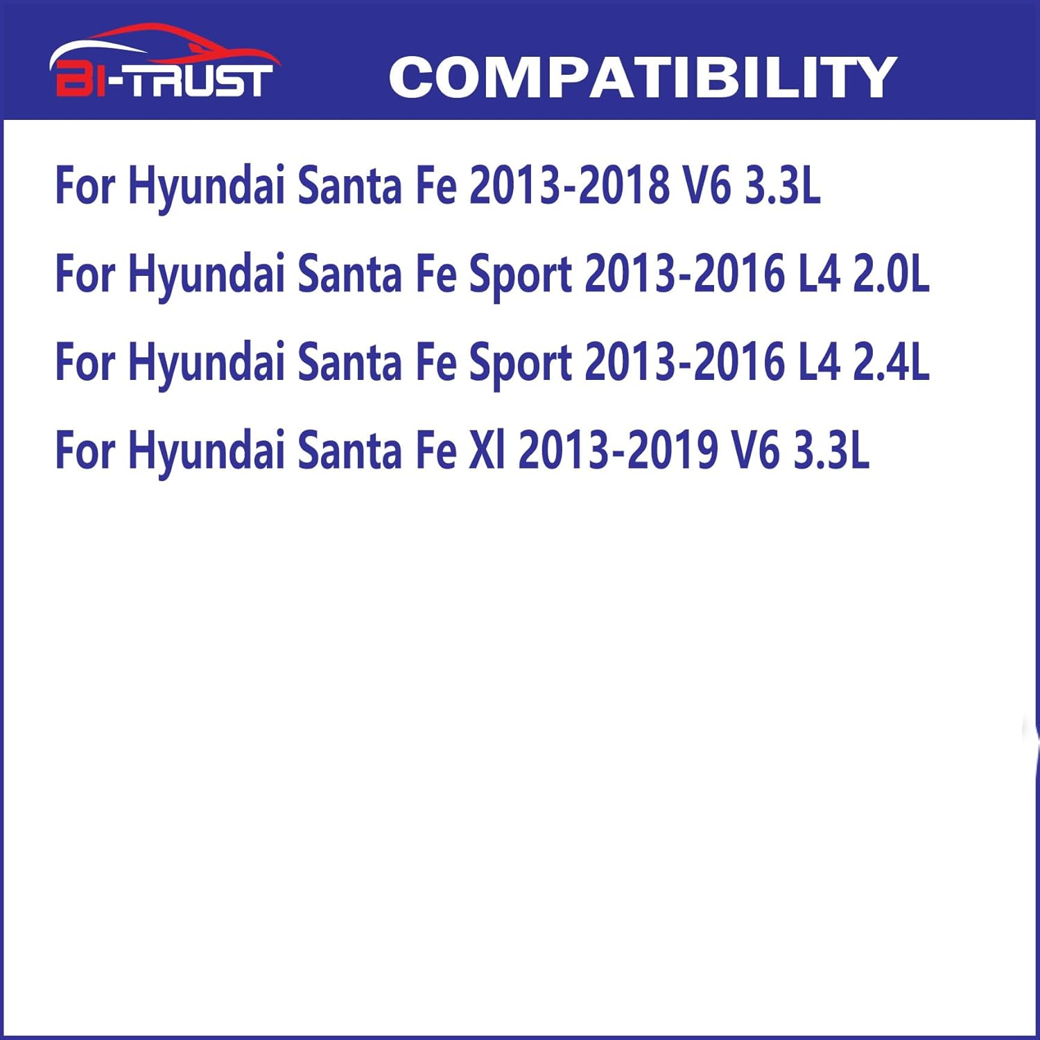 Engine Air Filter and Cabin Filter for Hyundai Santa Fe 2013-2018 V6 3.3L Santa Fe Sport 2013-2016 L4 2.0L 2.4L BI-TRUST XDT00032 Filtro de aire del motor, filtro de aire de cabina