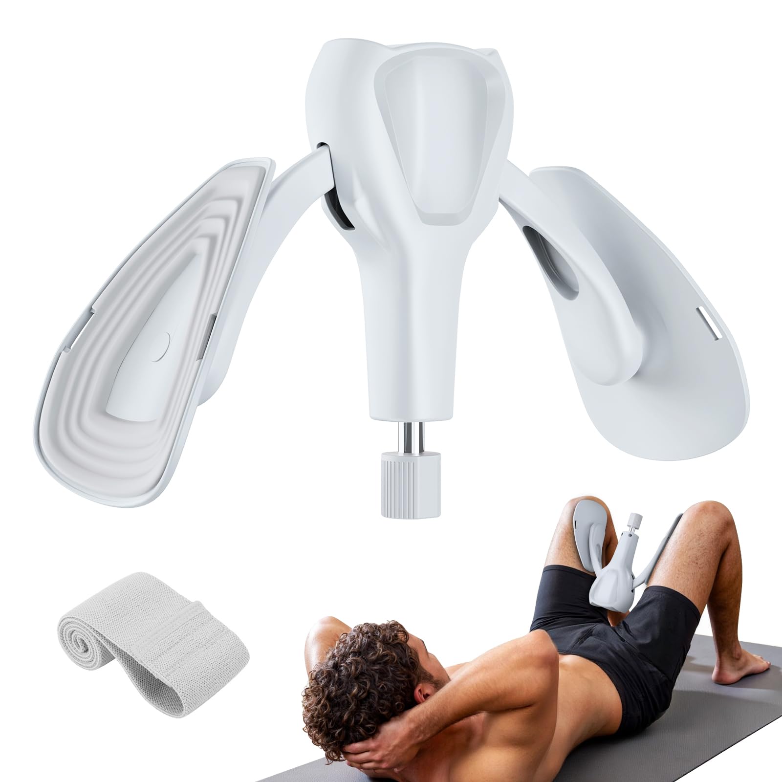 Pelvic Floor Exercise Devices 35 kg Adjustable Kegel Pelvic Floor Muscle Trainer Inner Thigh Adductor Exerciser Hip Trainer for Postnatal Recovery for Women and Men,with Band,Grey