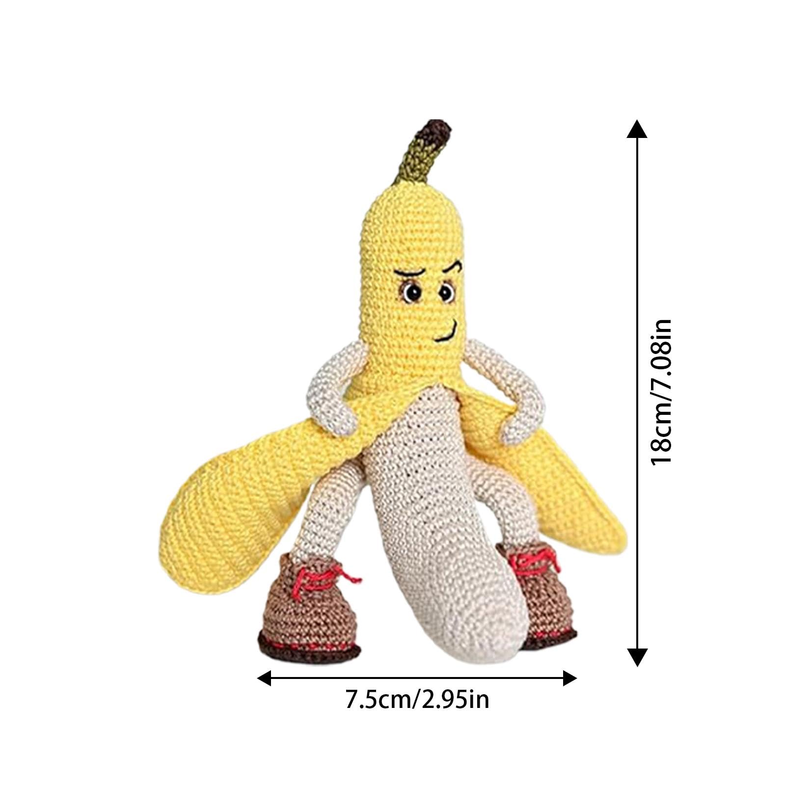 Crochet Banane Positive Amusante 14 Cm – Poupée Tricotée Jaune Avec Carte Encouragement, Cadeau Feel Good Pour Bureau Ou Maison