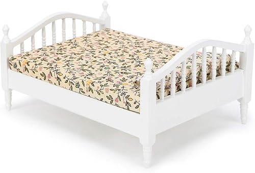 1:12 Mini cama de casa de muñecas de madera pulida casa de muñecas en miniatura dormitorio muebles modelo conjunto accesorio muñeca accesorios,