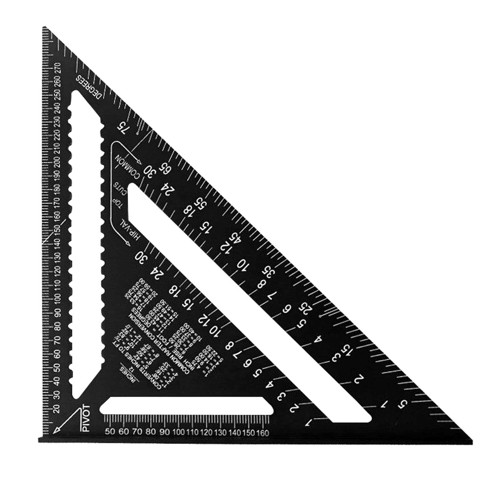 Speed Square Set, 12 Inch Aluminum Alloy Metric Triangle Ruler, 12" Large Carpenters Square for Angle Measuring and Marking (Schwarz)