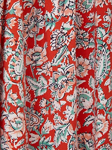 Image of CuB McPAWS be curious CubMcPaws Girls Sleeveless Floral Printed Rayon Red Dress