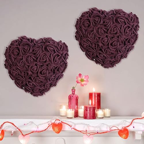 Miniatura 4 de IPOPU Rosas artificiales de espuma, 100 unidades de rosas falsas de espuma de ciruela sin tallo de 3 pulgadas para manualidades, decoración de