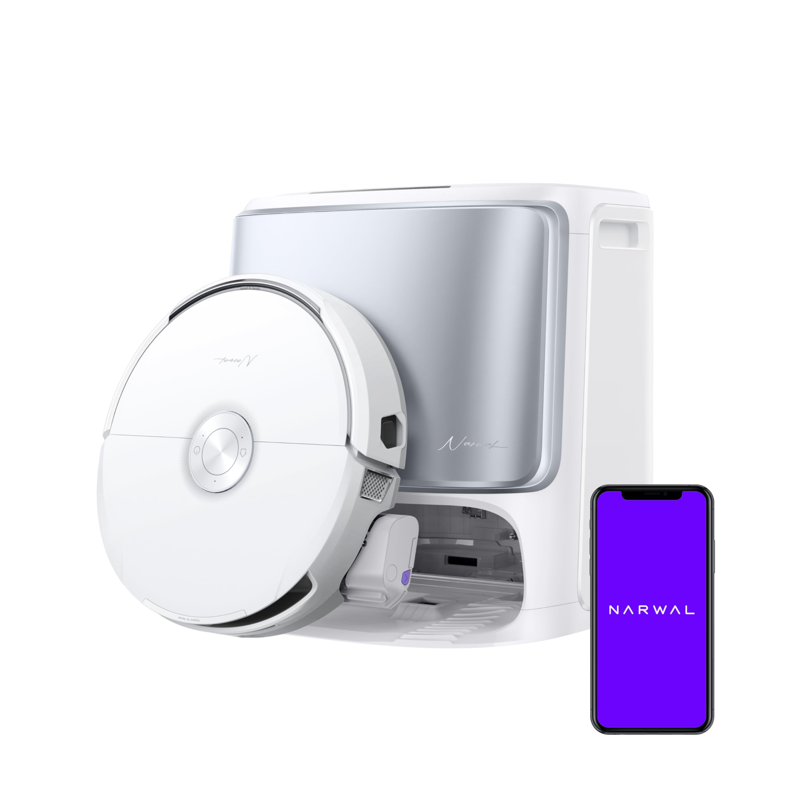 NARWAL Flow Robot Vacuum and Mop – 22,000Pa Suction, Edge-to-Edge Cleaning, AI Obstacle Avoidance, Self-Cleaning Mop with Hot Water, Auto Dust Emptying, Voice Control, Pet & Carpet Friendly