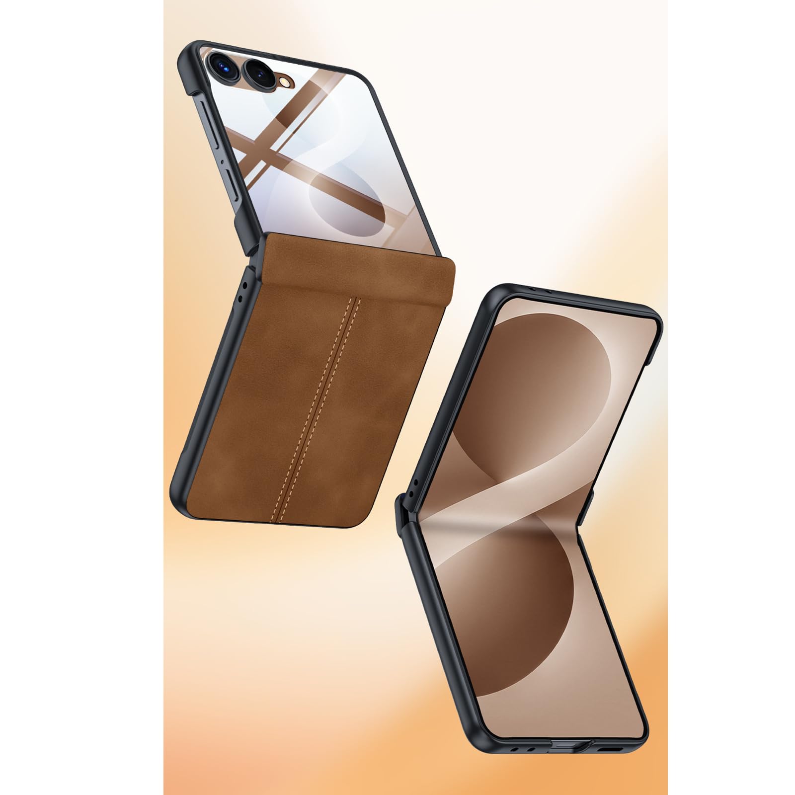 Étui Pour Samsung Galaxy Z Flip 8, Screen Protection Mince Coque Cuir Rétro