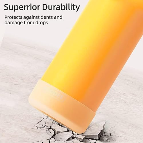 Miniatura 8 de koodee Botella de agua con pajita, acero inoxidable de 32 onzas, con aislamiento al vacío, botella de agua deportiva de metal sin BPA (amarillo